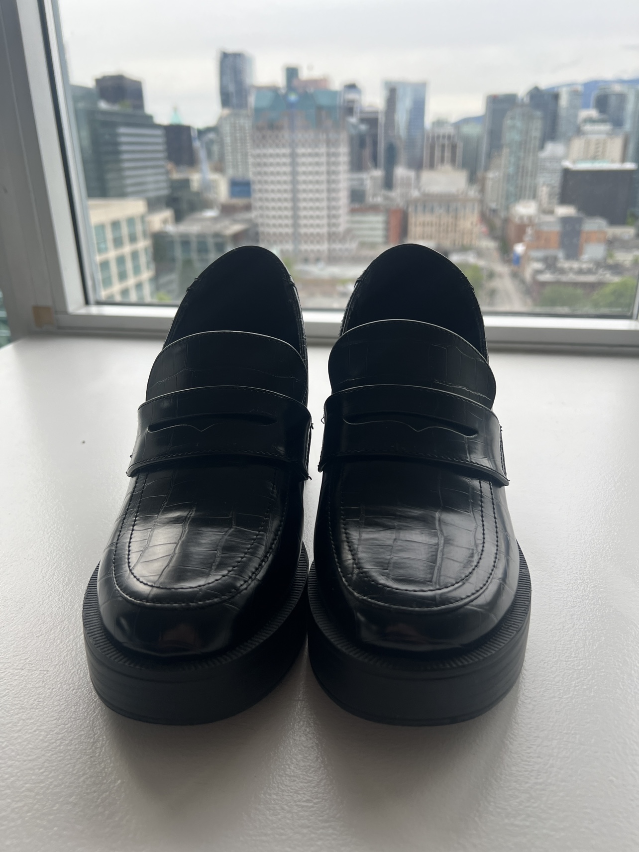 platform heeled loafers