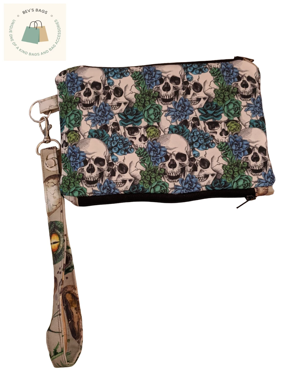 Skulls and Succulents Wristlet