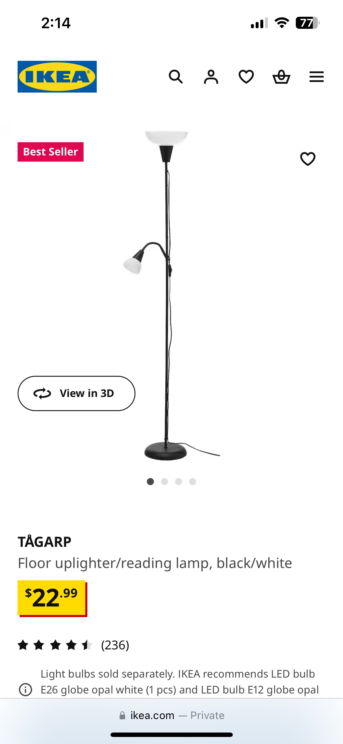 Ikea Floor Lamp $15 - photo 2