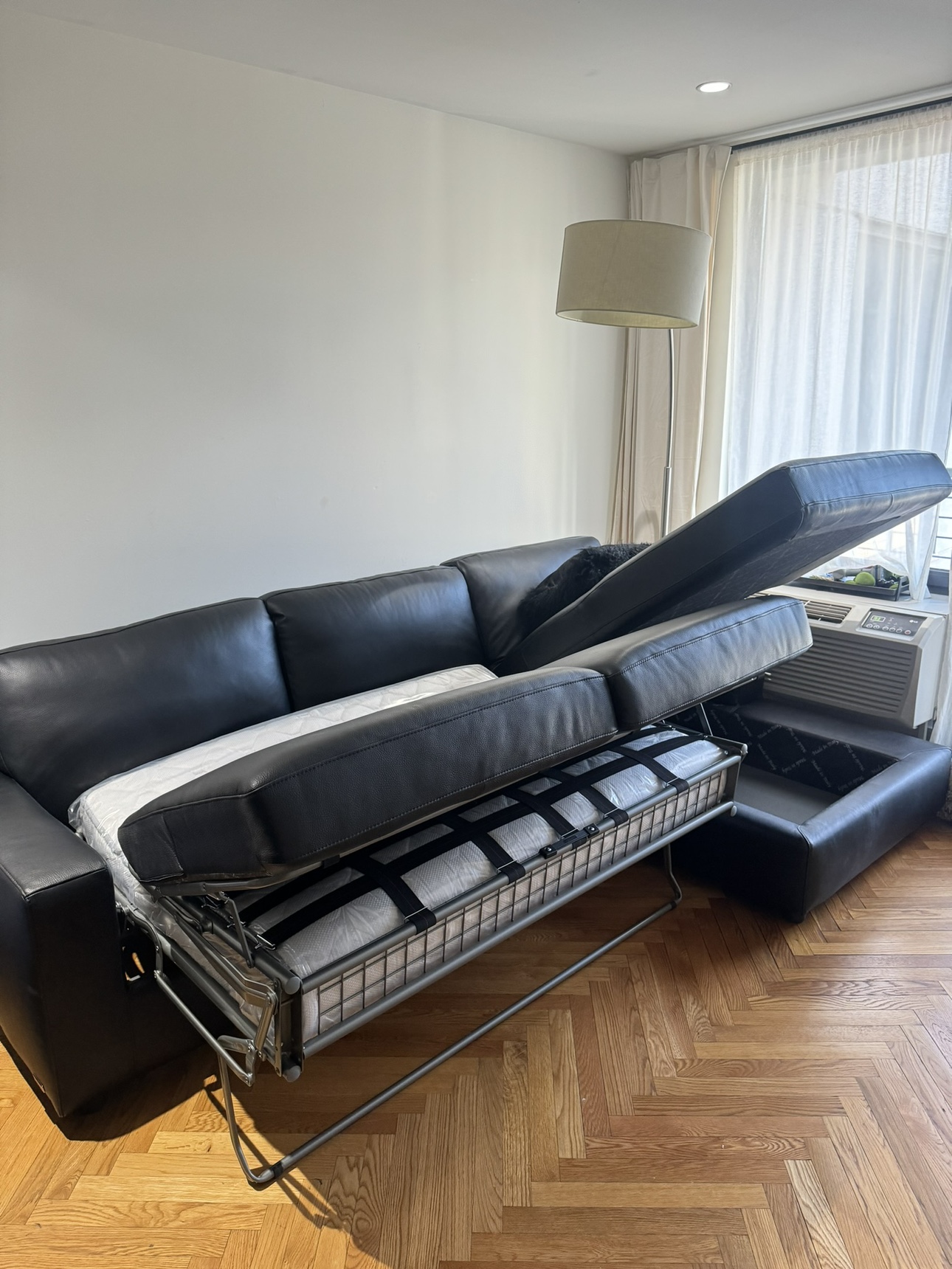 BRAND NEW* Black Italian Leather Sleeper Couch with Storage - photo 4