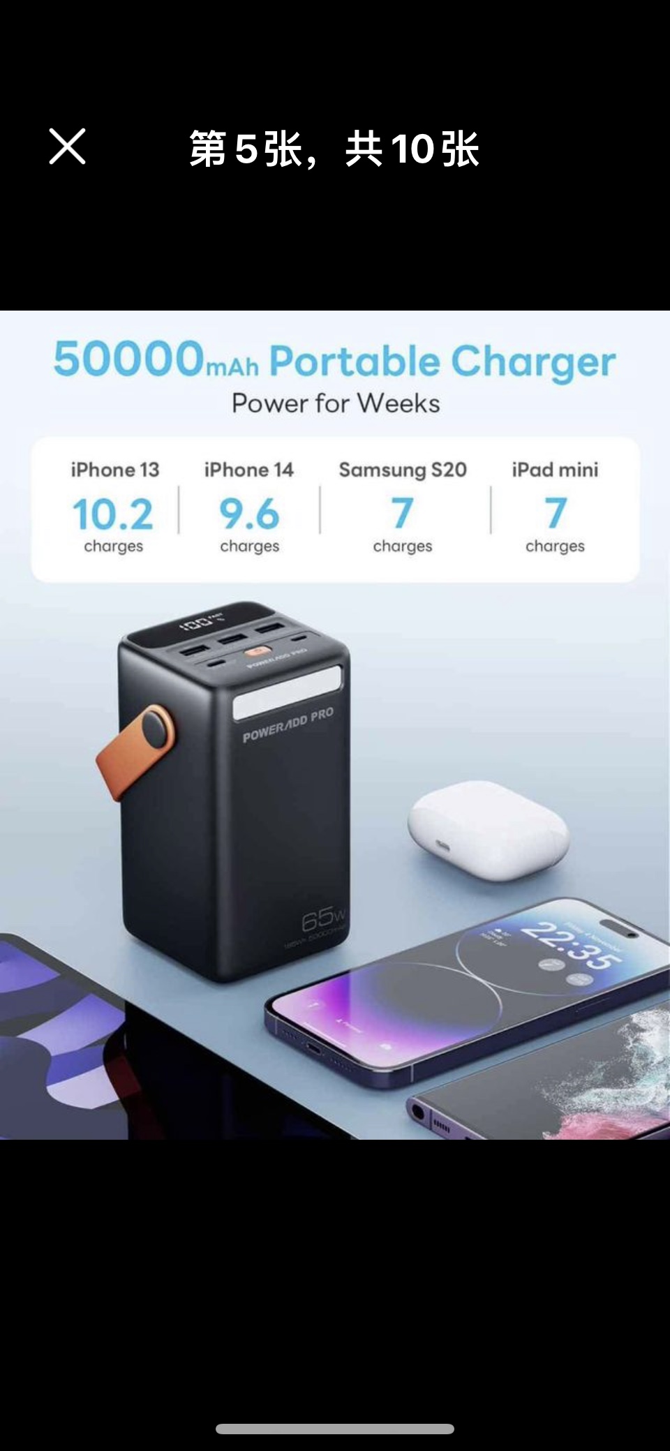 Brand New Power Bank  With Light 50000mAh PD 65W Fast Charging image indicator(5)