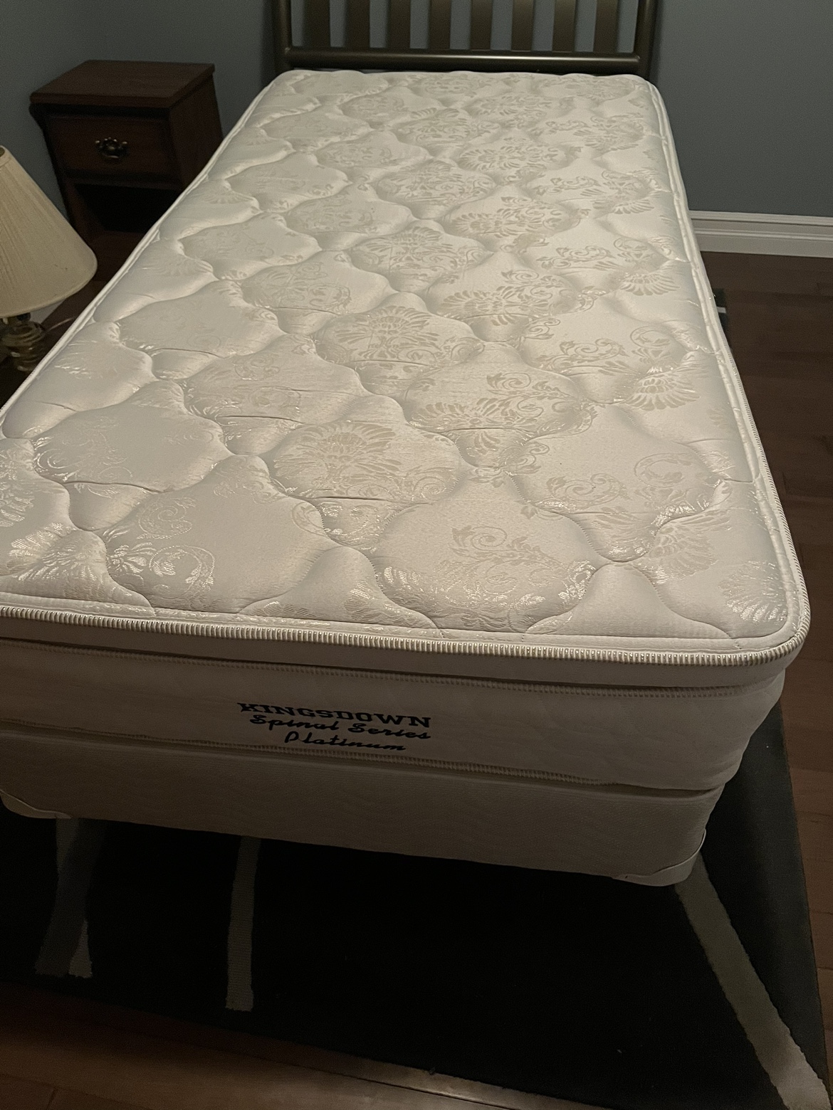 Twin mattress and box spring and frame