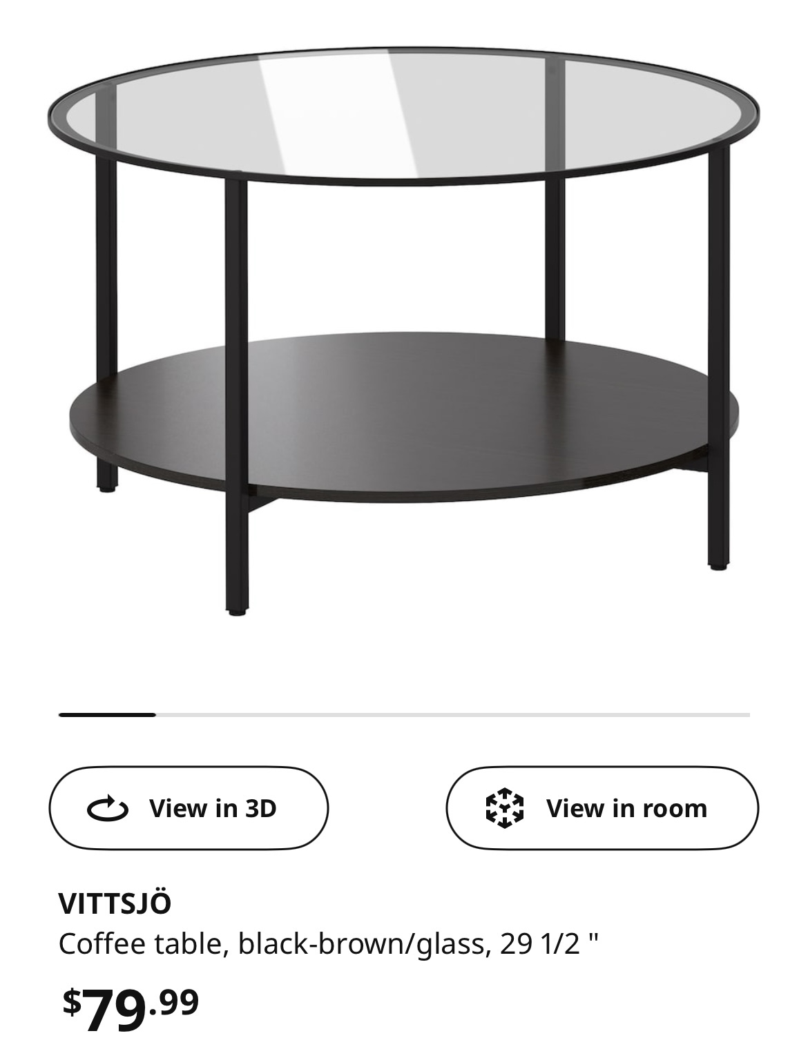 Vittsjo Coffee Table Round Black Brown And Glass - photo 2