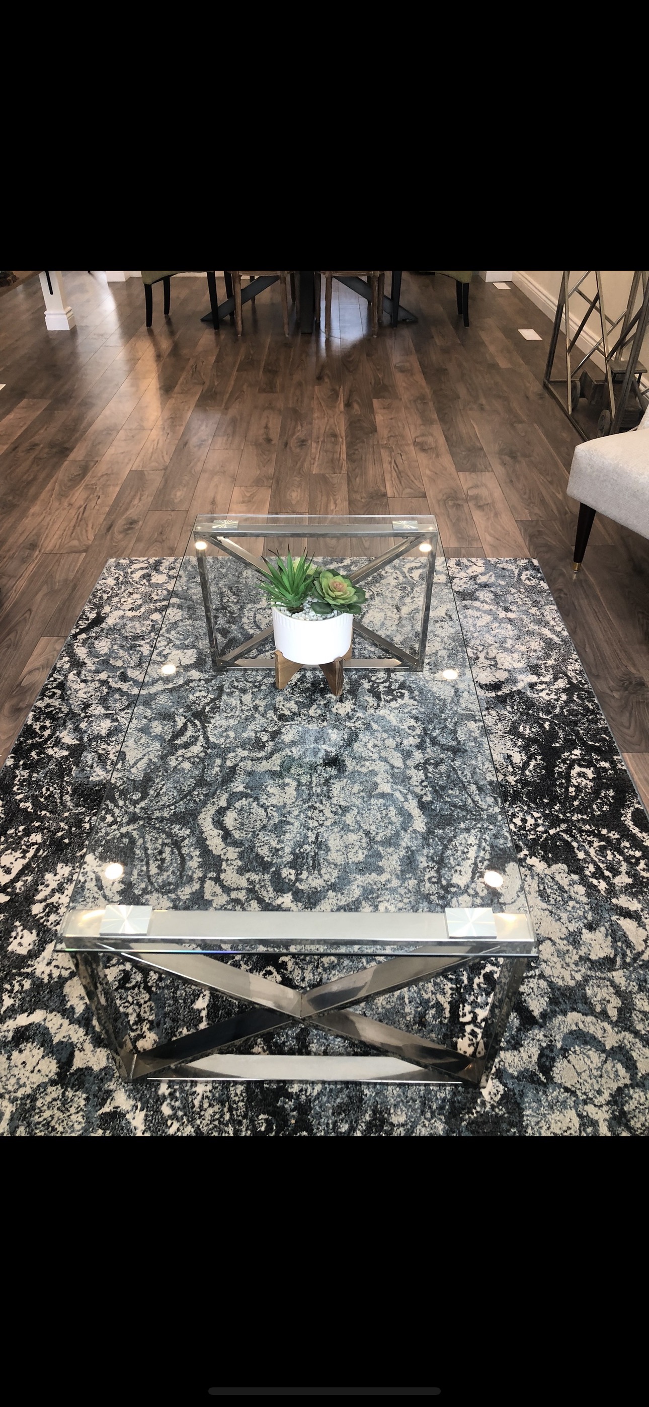 Glass chrome coffee table - photo 2