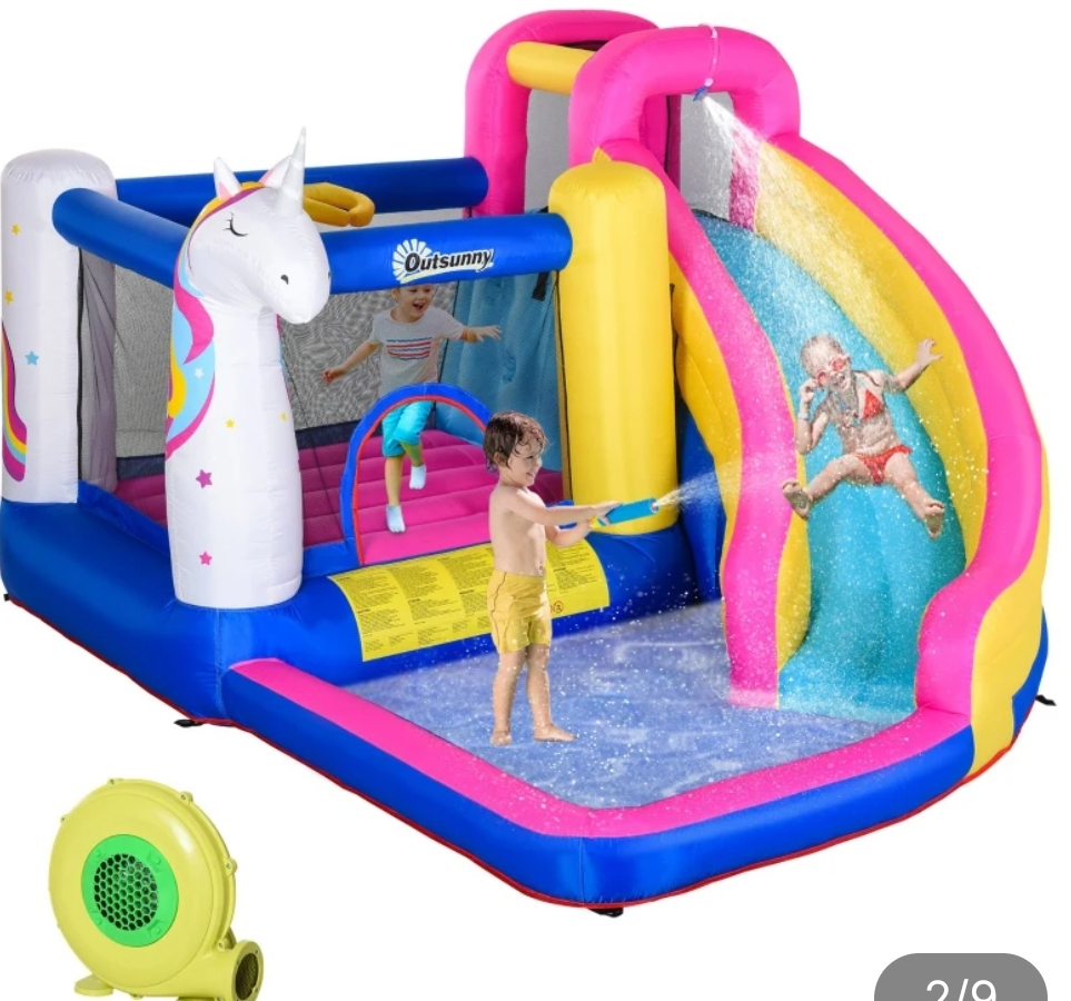 NEW Outsunny Kids Bouncy Castle 5-in-1 Inflatable Trampoline