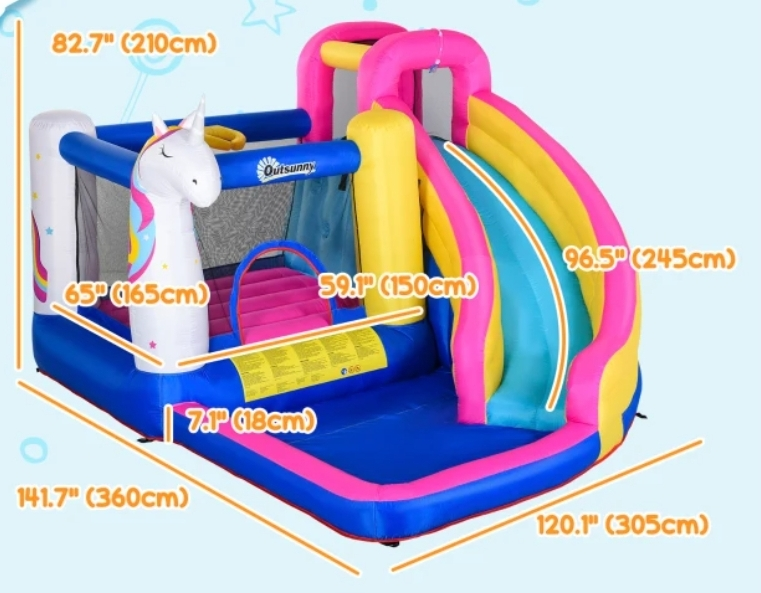NEW Outsunny Kids Bouncy Castle 5-in-1 Inflatable Trampoline - photo 2