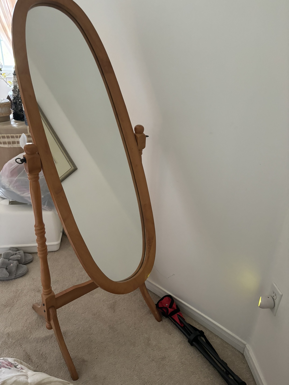 Mirror with a stand, Oak colour 5 feet tall thumbnail