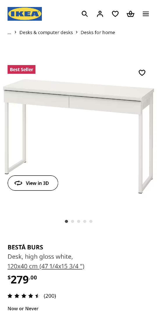 IKEA white gloss/lacquer desk thumbnail