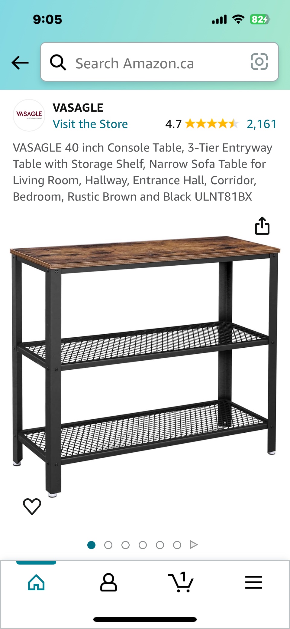 3 Tier metal and wood console Table