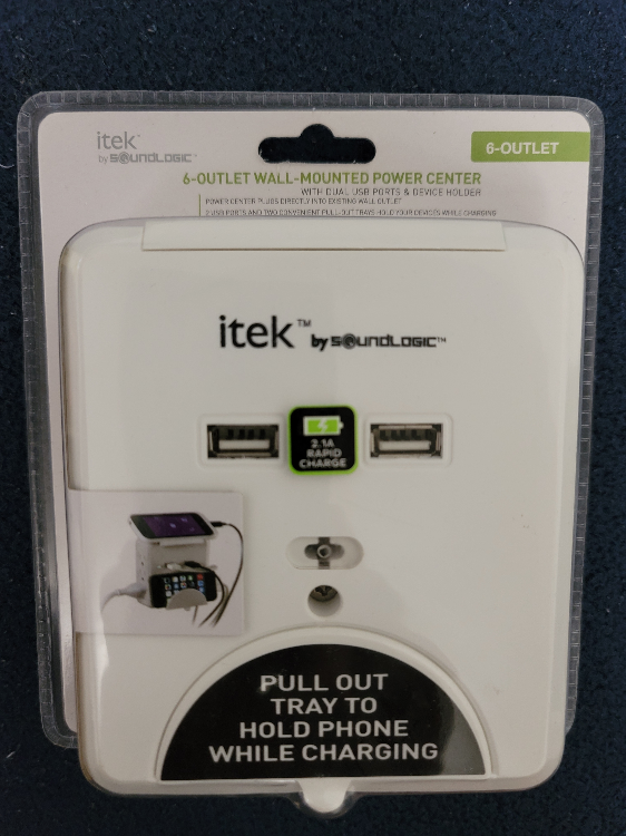 6-Outlet Power Center with Dual USB Ports & Device Holder thumbnail