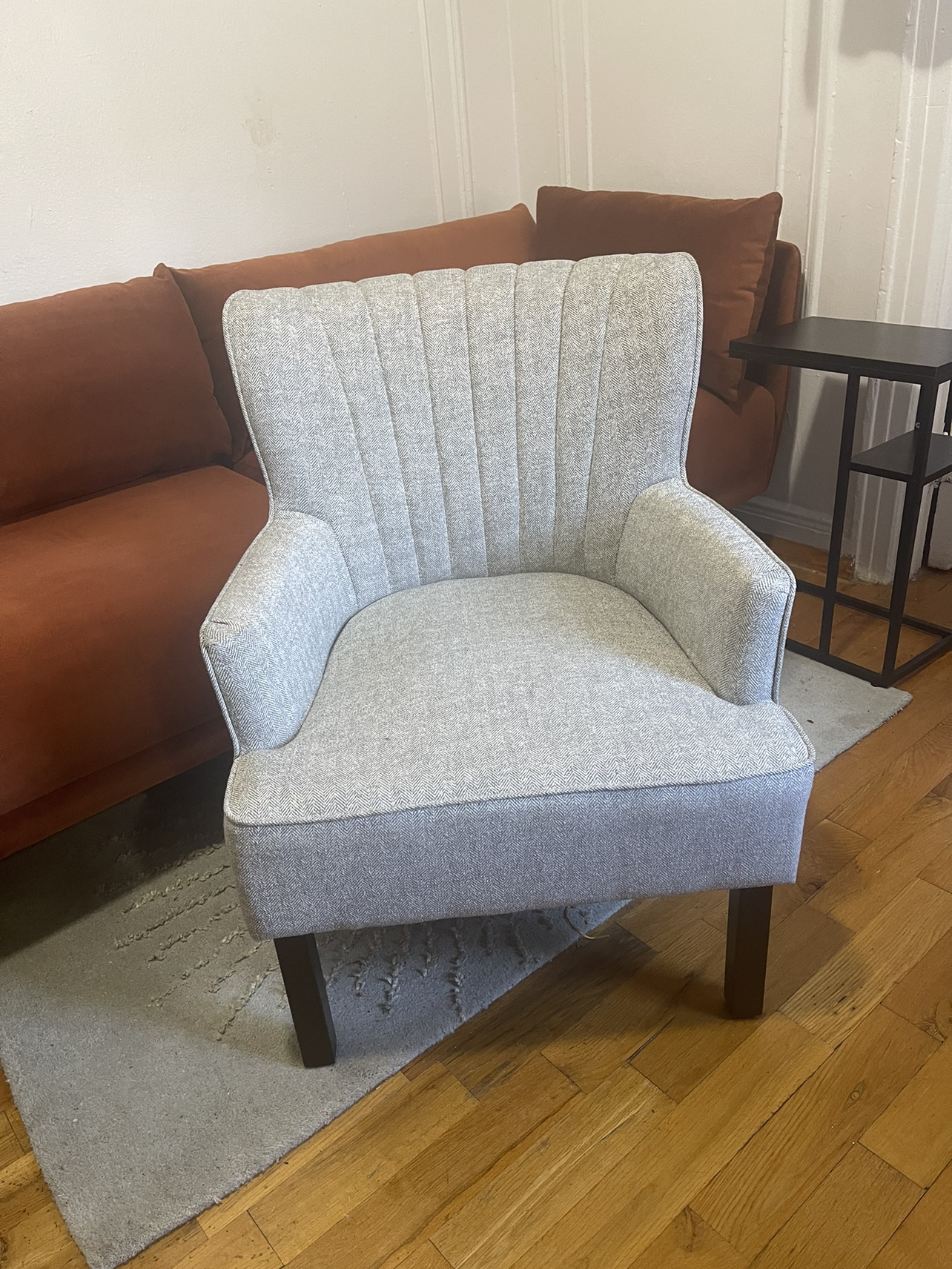 Grey Wingback Arm Chair