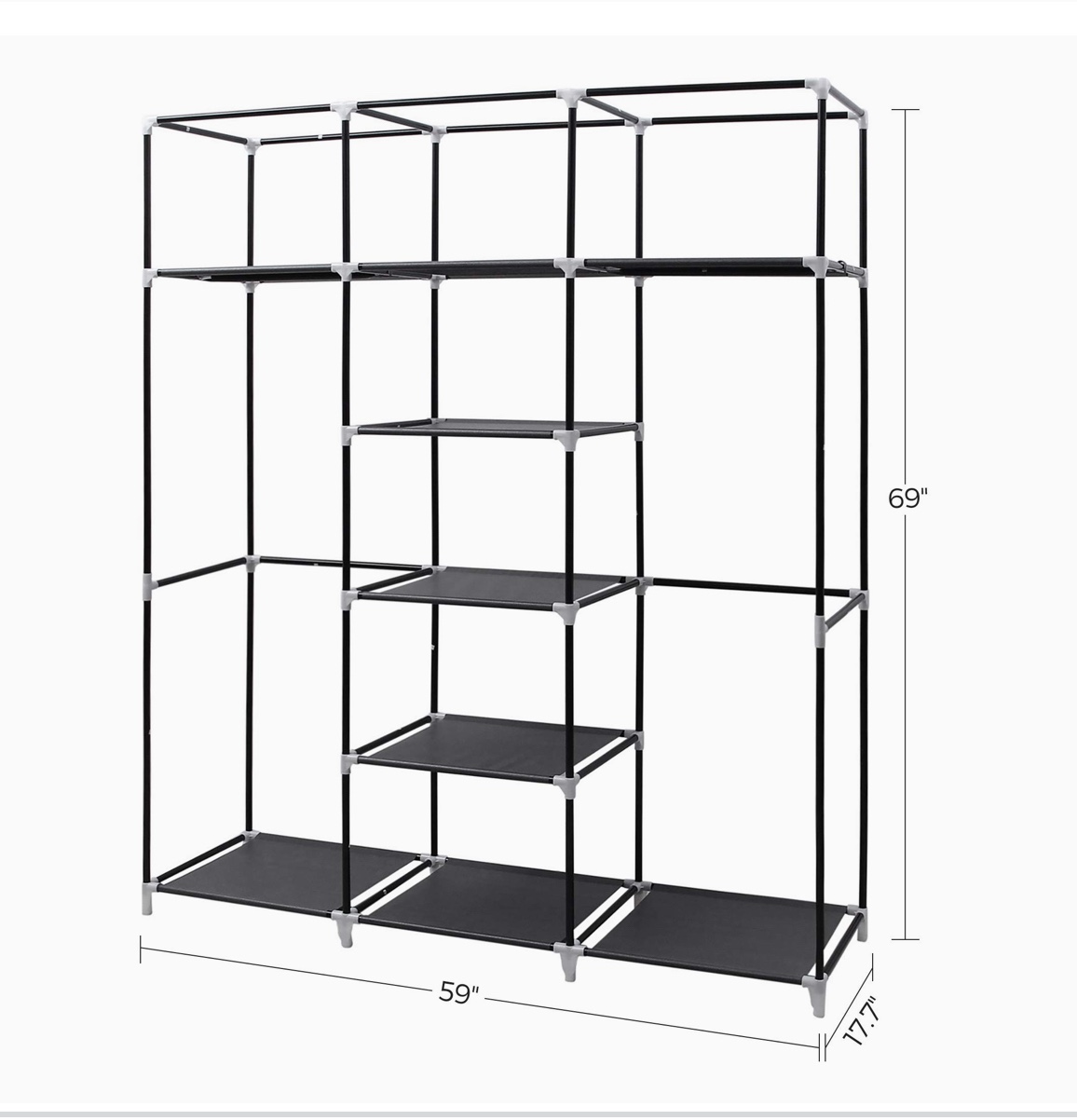Portable Clothes Closet,  Fabric Wardrobe,  Organizer, Black - photo 3