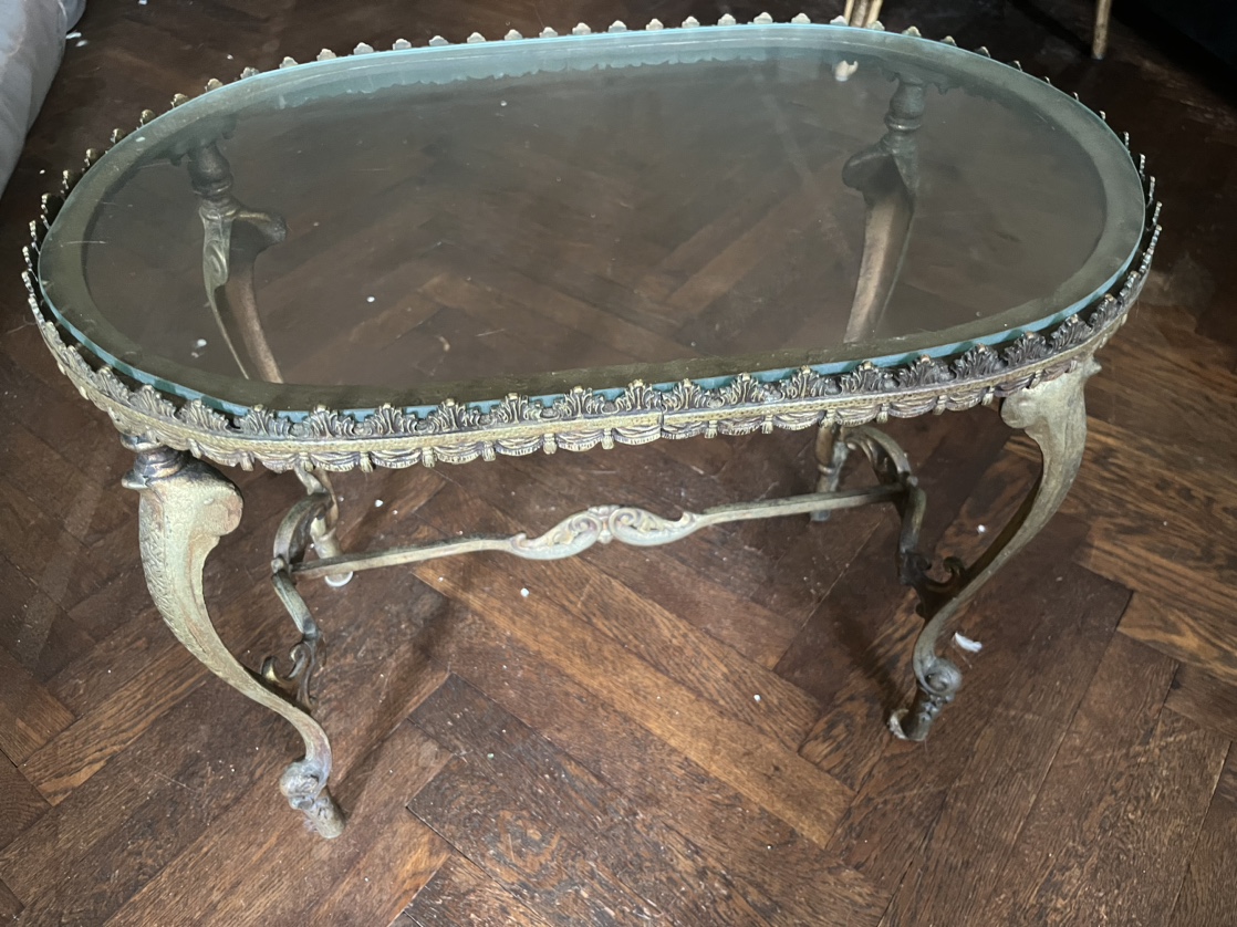 Antique glass and brass beaux arts coffee or side table - photo 5