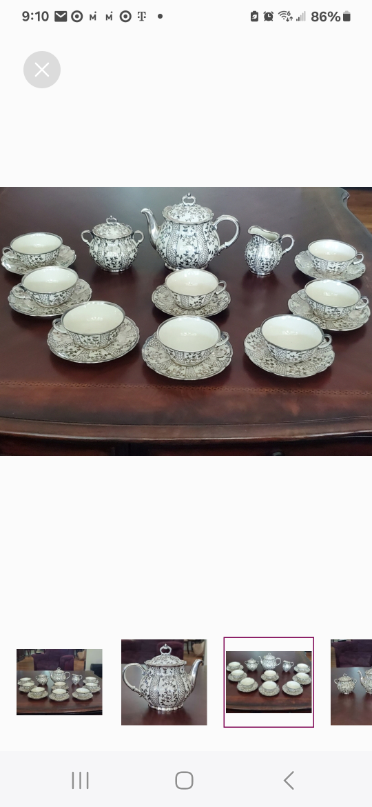 Vintage 21 Piece Italian Silver Overlay Tea Set image indicator(2)