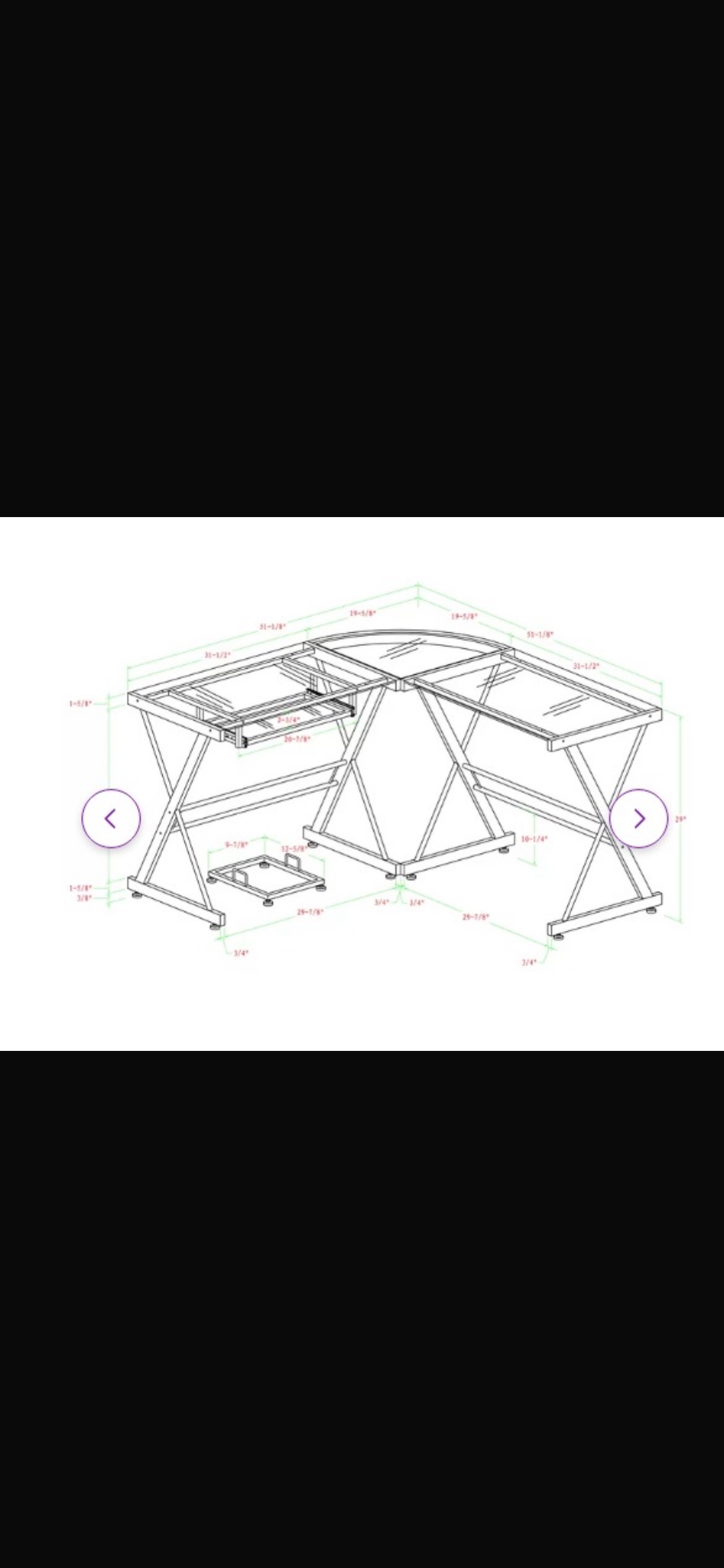 Glass L shape study / office table - photo 2