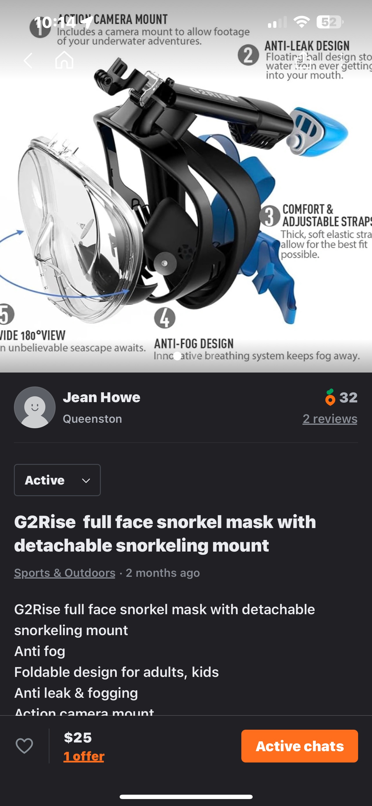 G2 rise full face snorkel mask, adults/kids - photo 2