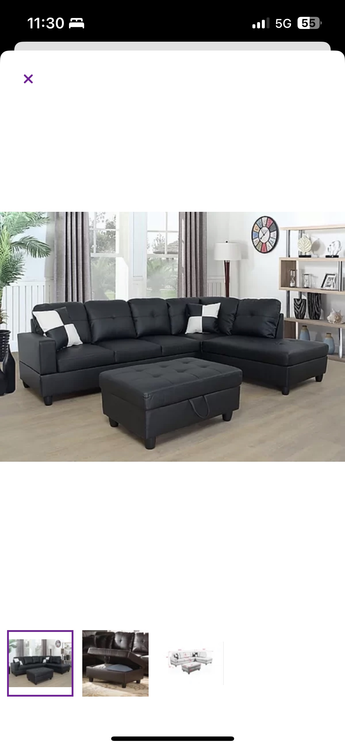 One week only: 3-piece Faux Leather sofa with ottoman