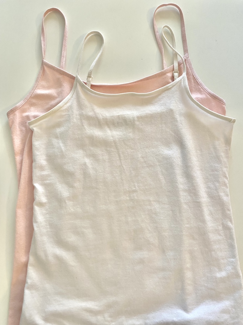 Set of two girls' size L camisole tank tops, white and pink thumbnail
