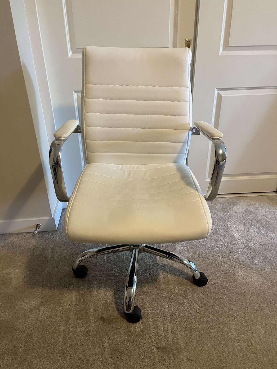 White leather desk chair