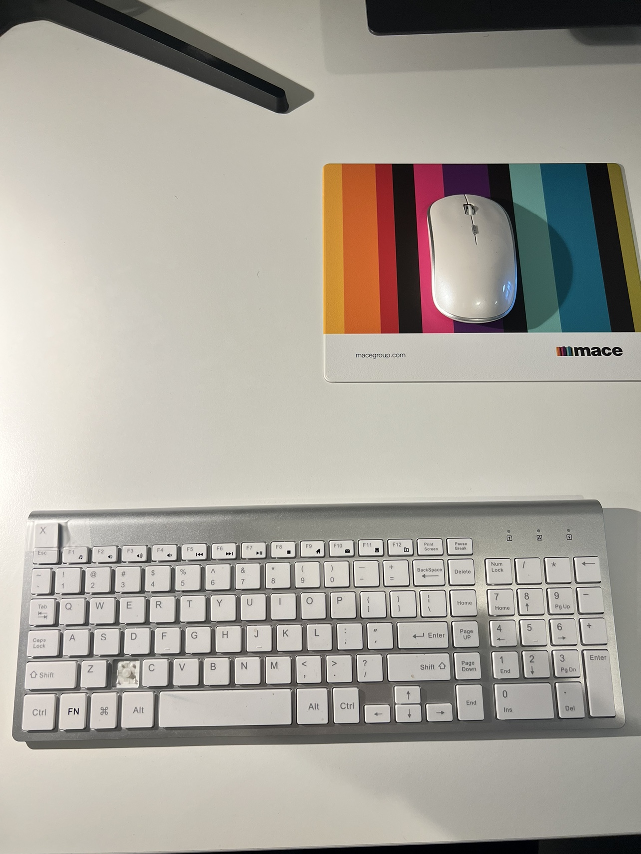 White wireless keyboard + mouse