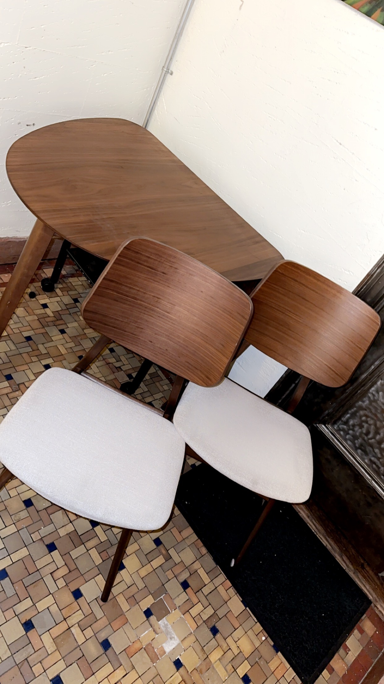 Wooden table with two chairs in perfect condition