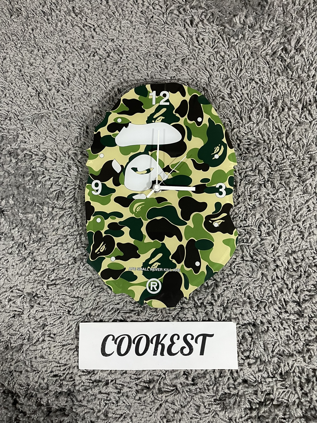 BAPE ABC Camo Ape Head Wall Clock Green