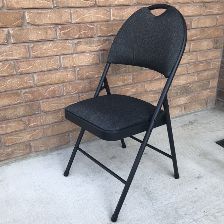 FOLDING CHAIRS GREY FABRIC PADDED