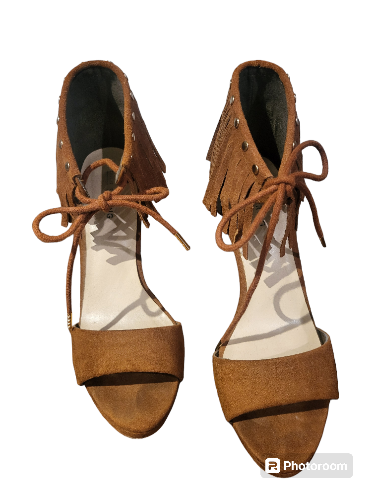 Faux Suede Tassle Heels