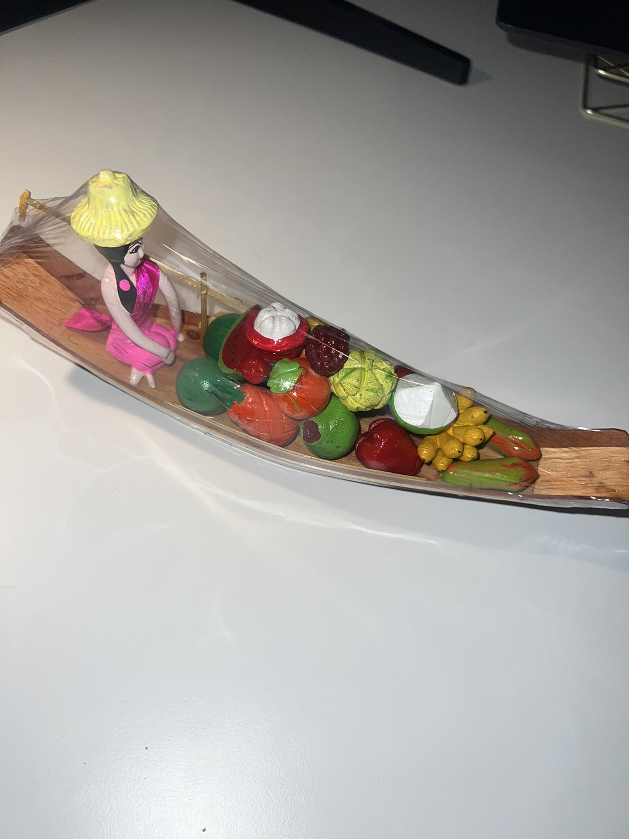 Handmade wooden art boat decoration piece