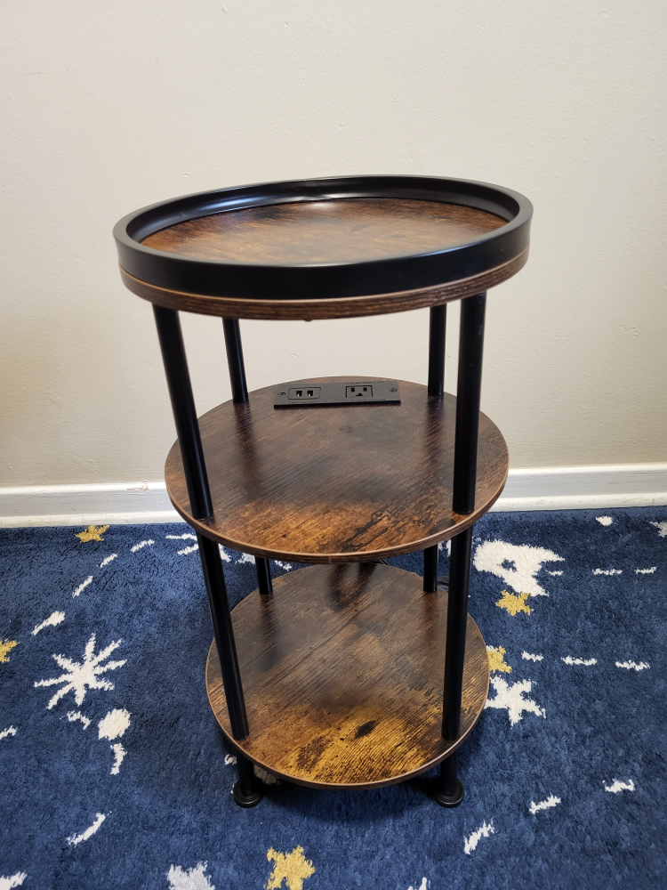 Round End table with charging station
