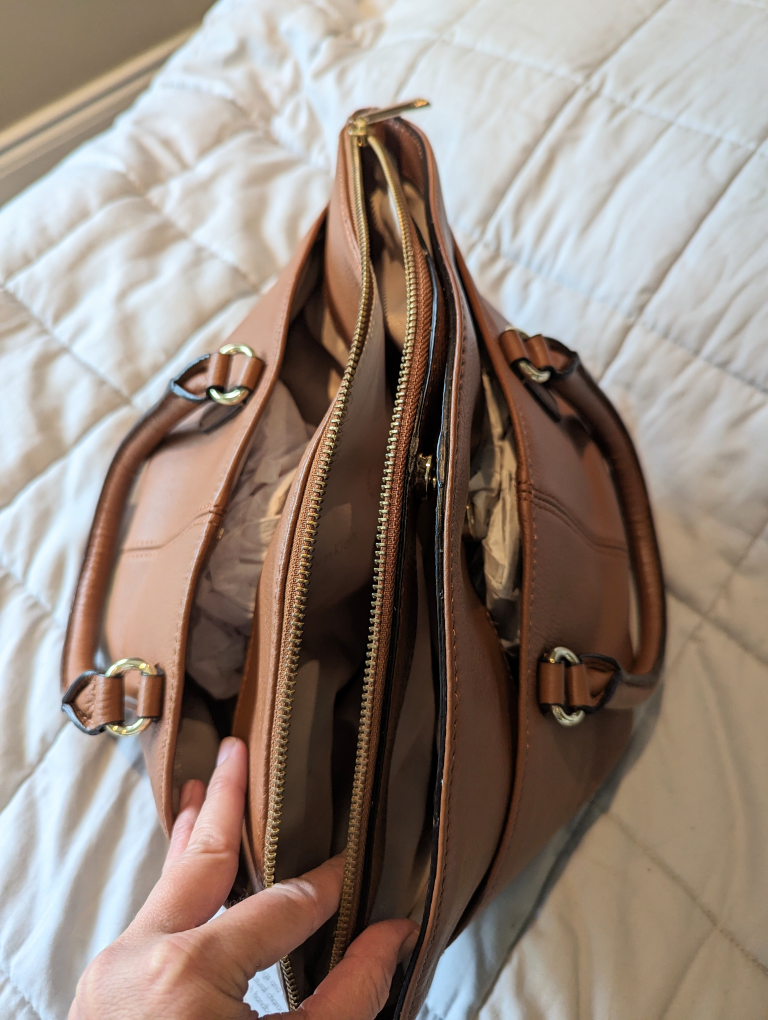 Like New Calvin Klein Leather Satchel/Crossbody image indicator(7)