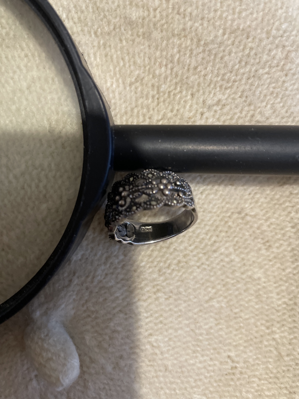 Silver ring with pyrite stones image indicator(4)