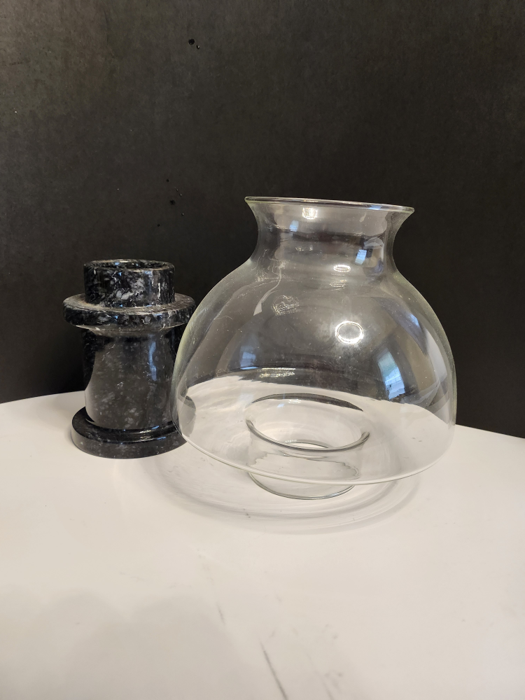 Marble and Glass Hurricane Lamp  11" x 7" - photo 2