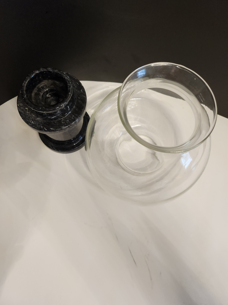 Marble and Glass Hurricane Lamp  11" x 7" - photo 4