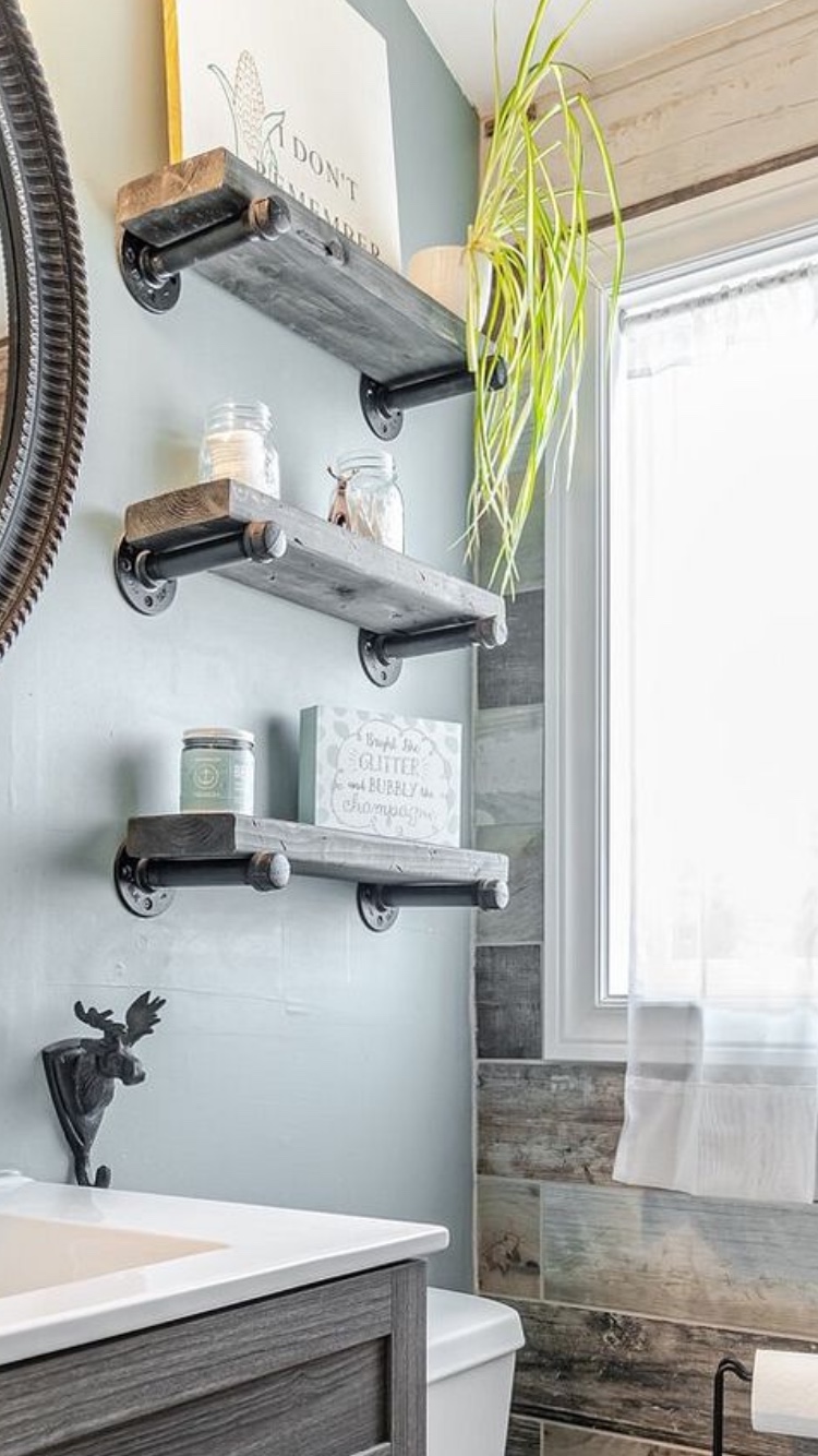 3 Rustic Deep Brown Pipe Shelving thumbnail