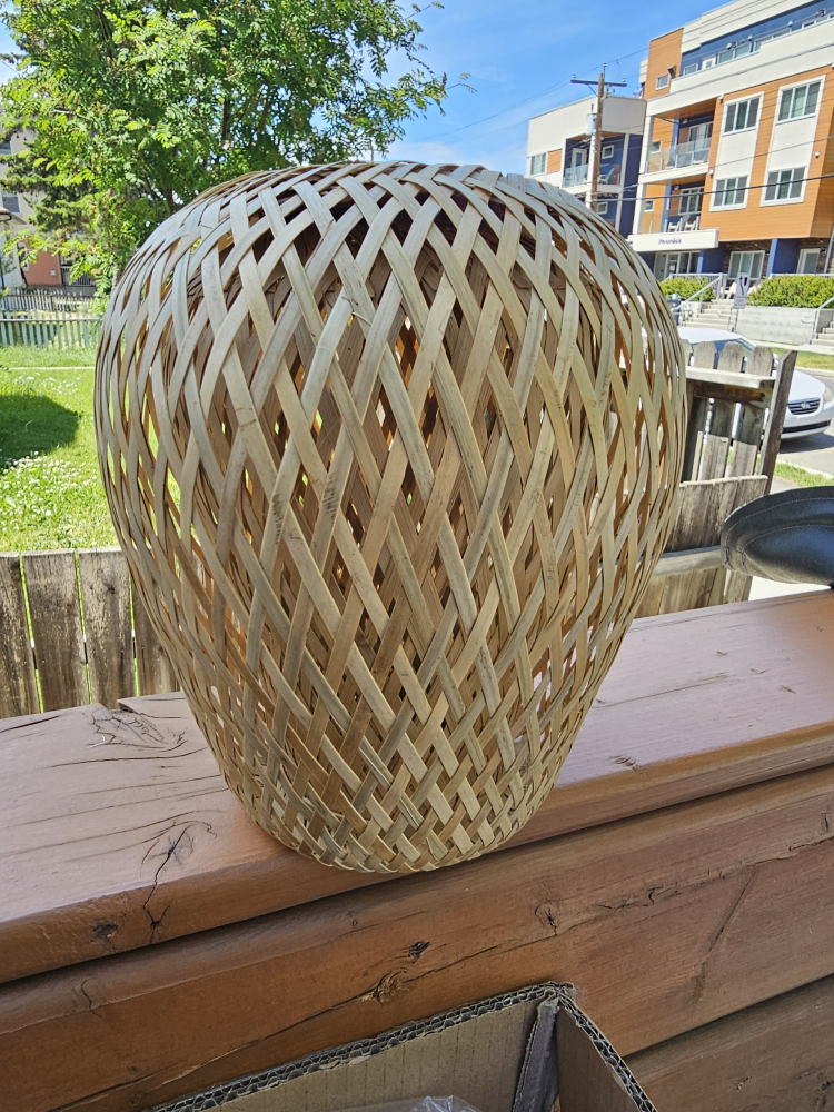 two wired bamboo lamps