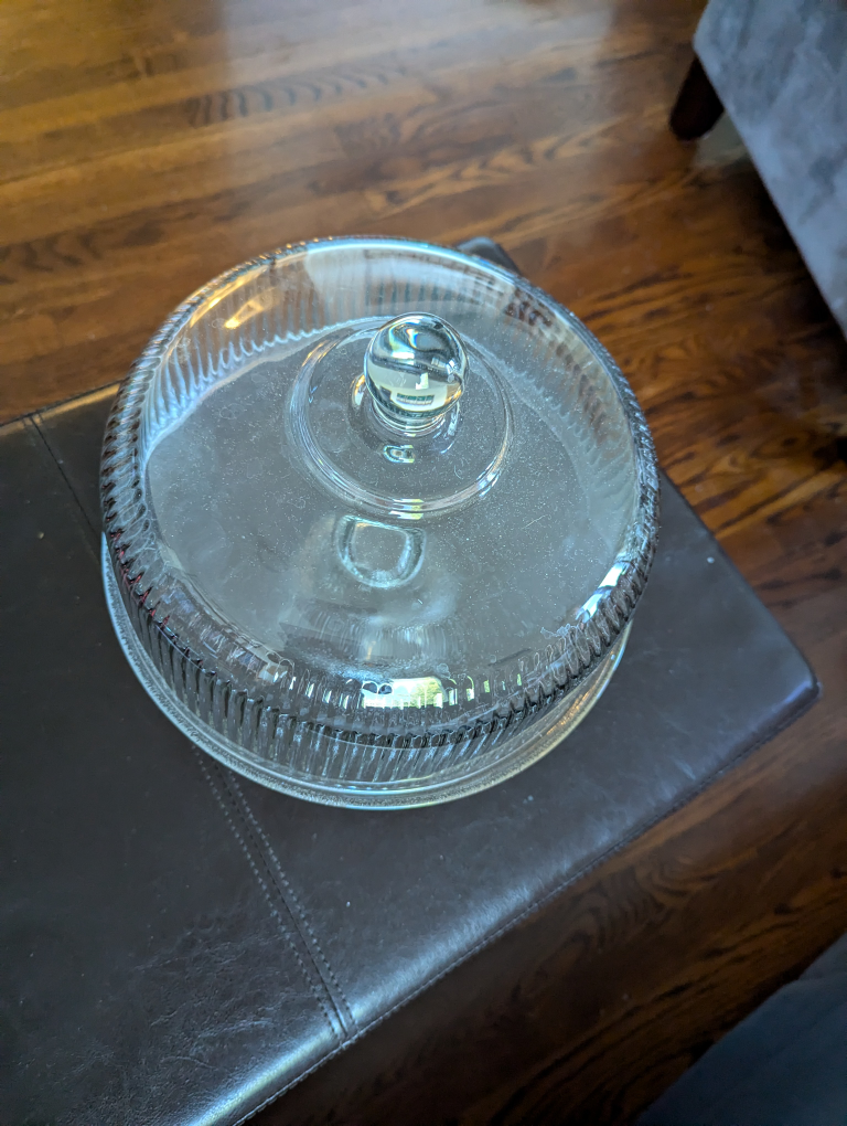 elegant glass cake stand with cover image indicator(2)
