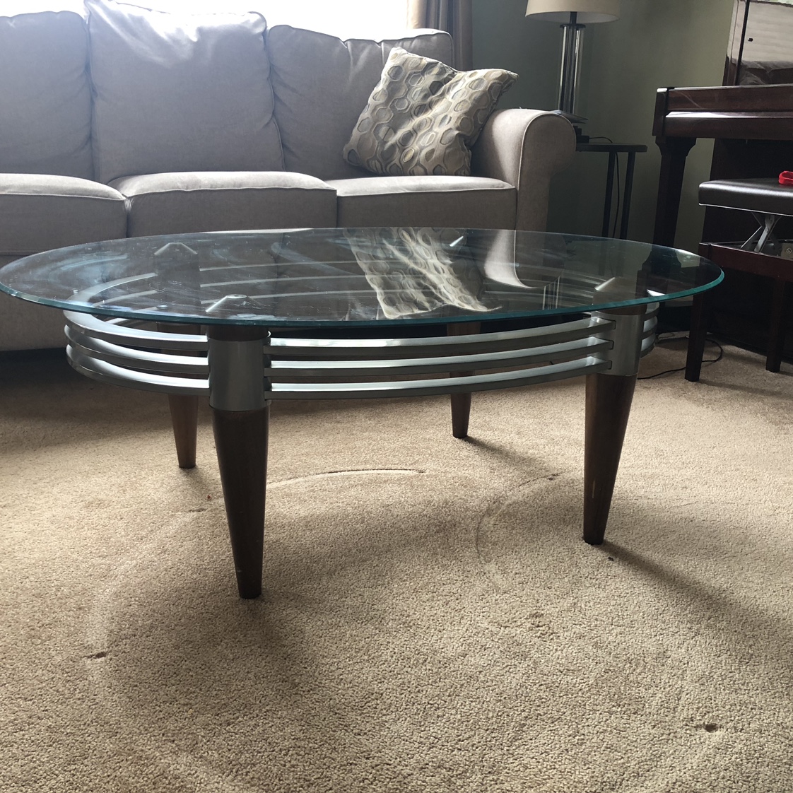 Glass coffee table with two end tables