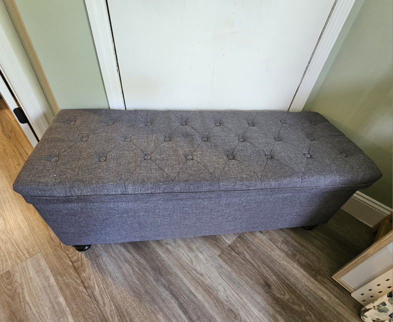 Songmics Grey Tufted Storage Ottoman/Bench