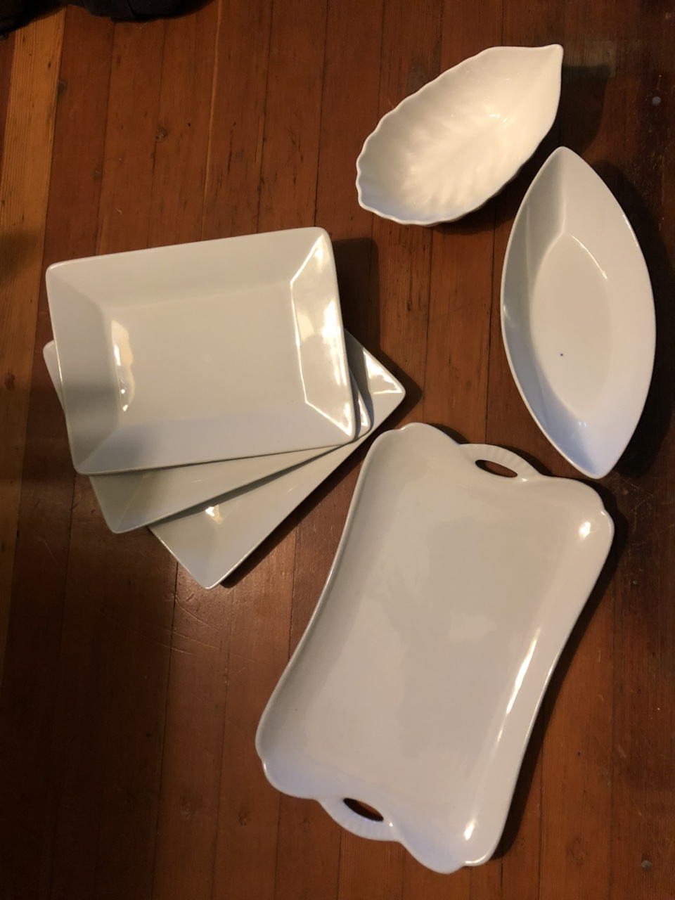 Various white serving dishes