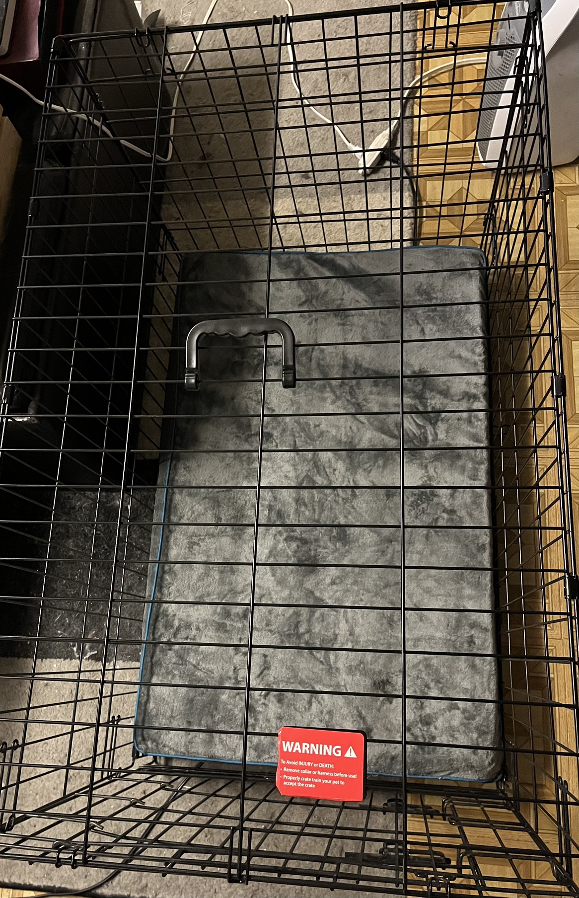 Lightly used Dog Cage 36X23x25 with new orthopaedic dog bed thumbnail