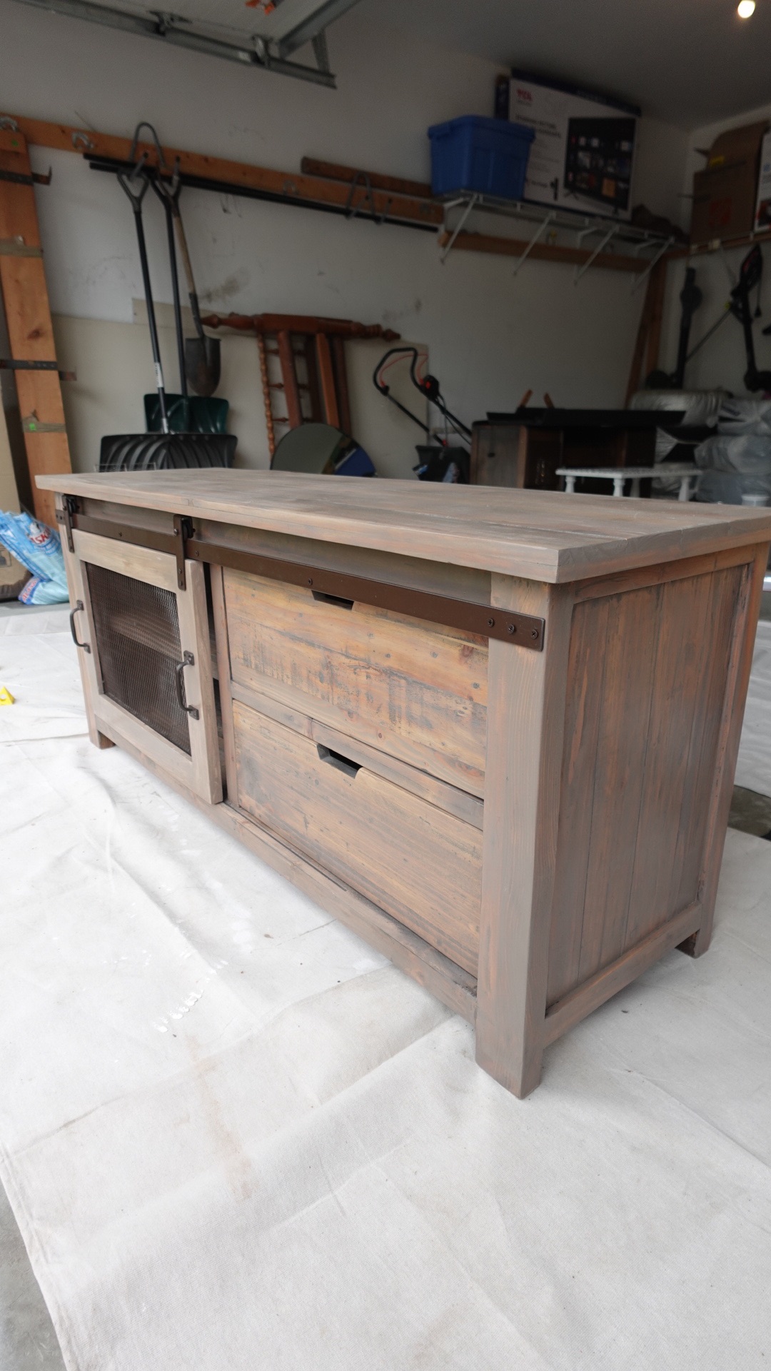 Rustic Refurbished Solid Wood Media Console - photo 4