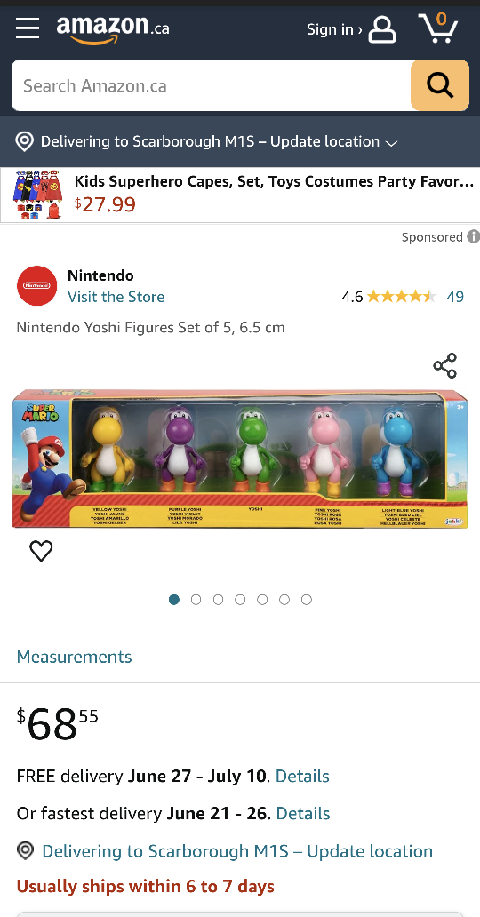 Nintendo Yoshi Figures Set of 5, 6.5 cm -$68 online image indicator(3)