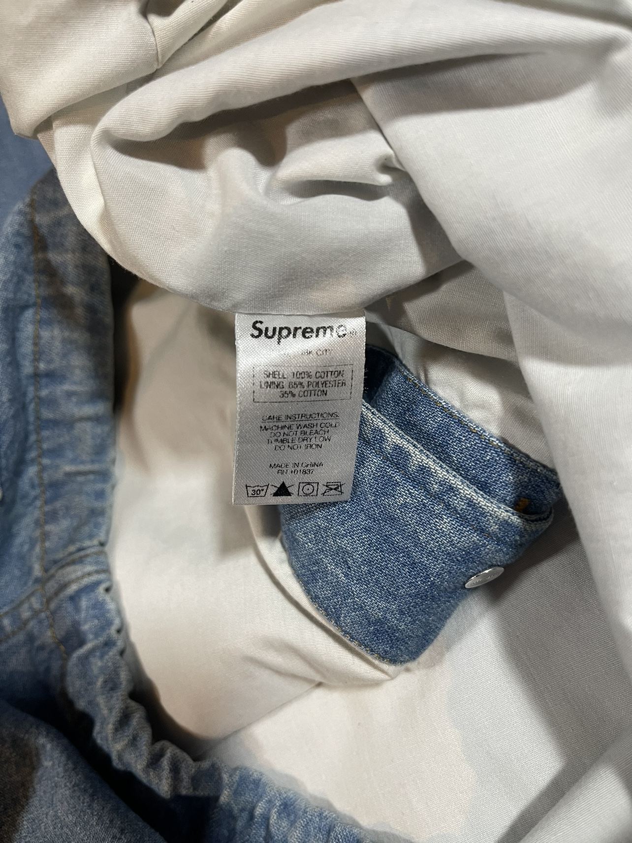 Supreme Hooded Denim Jean Parka Jacket Blue Vintage SS14 image indicator(6)