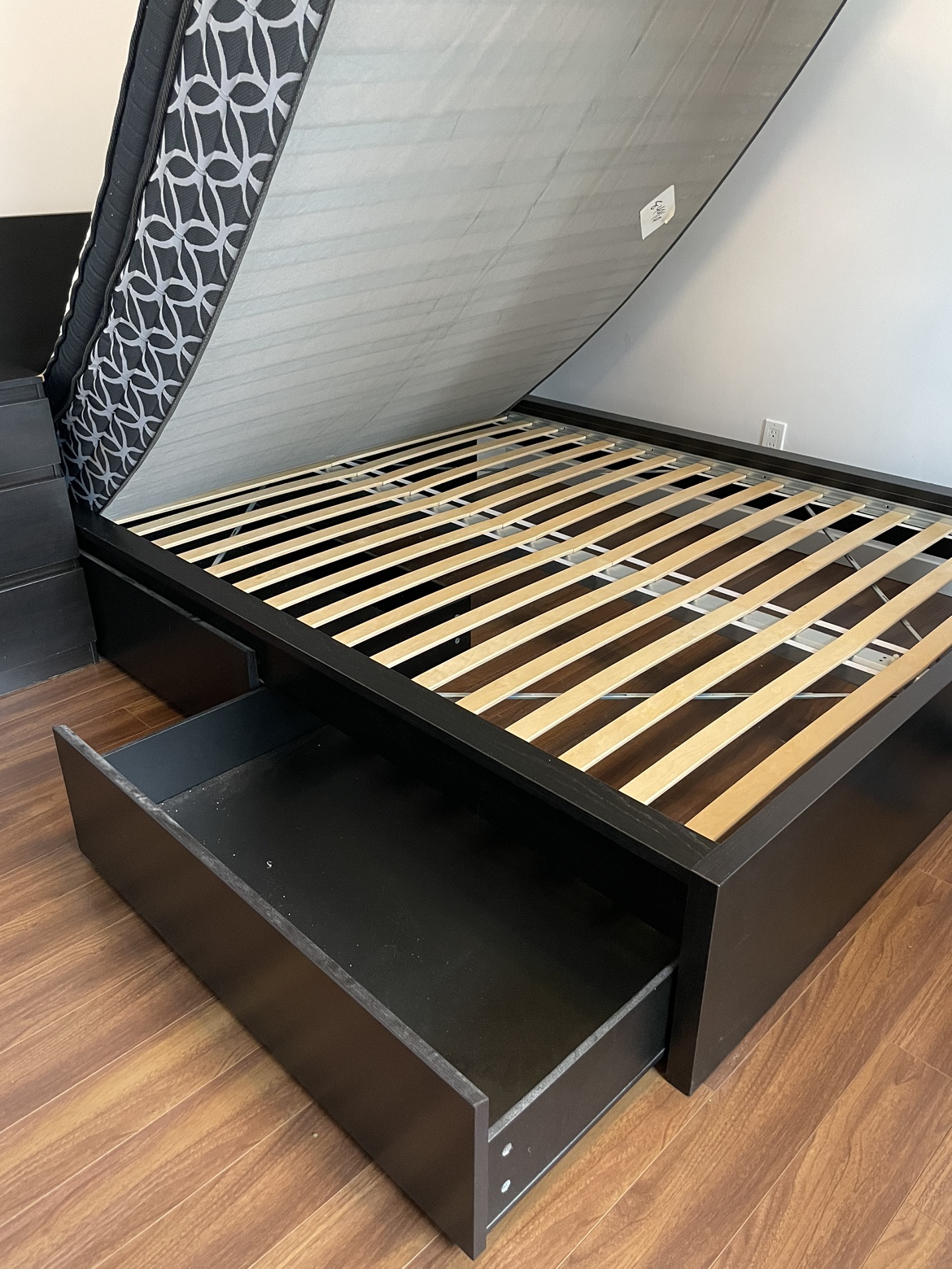 IKEA bed frame with storage and headboard, Queen - photo 2