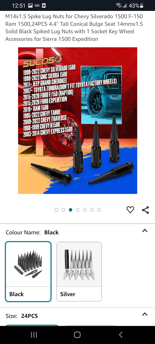 spike wheel lug nut black thumbnail