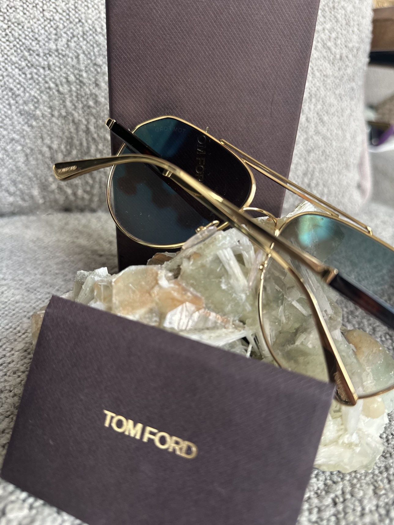 Tom Ford gold aviator unisex sunglasses