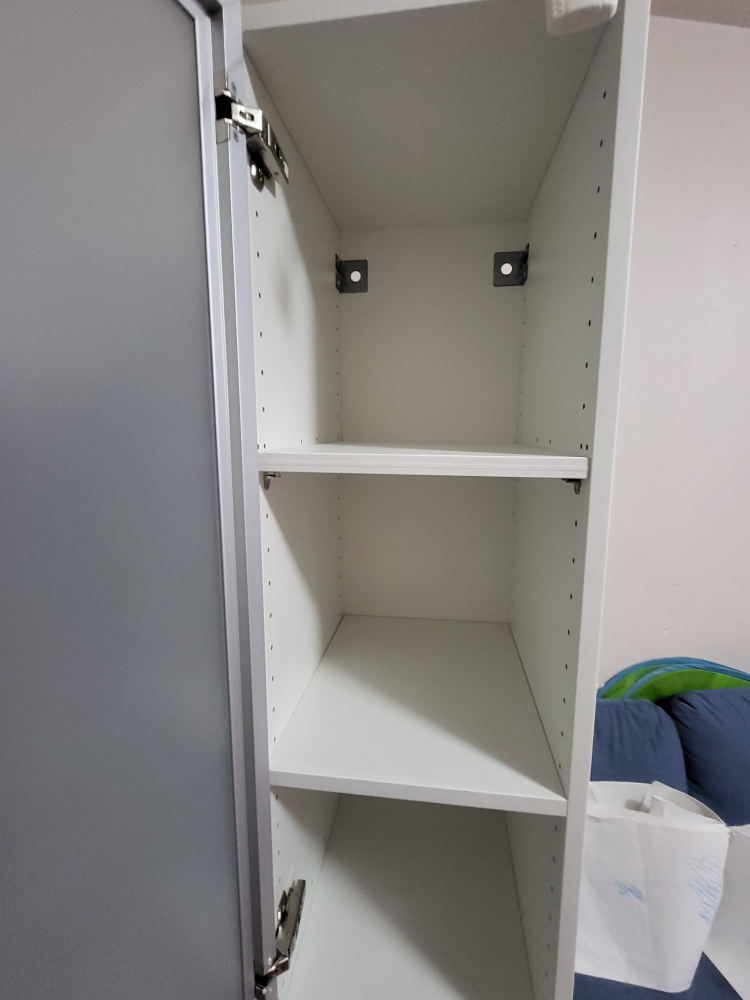 Tall slim white cabinet with metallic door - photo 5
