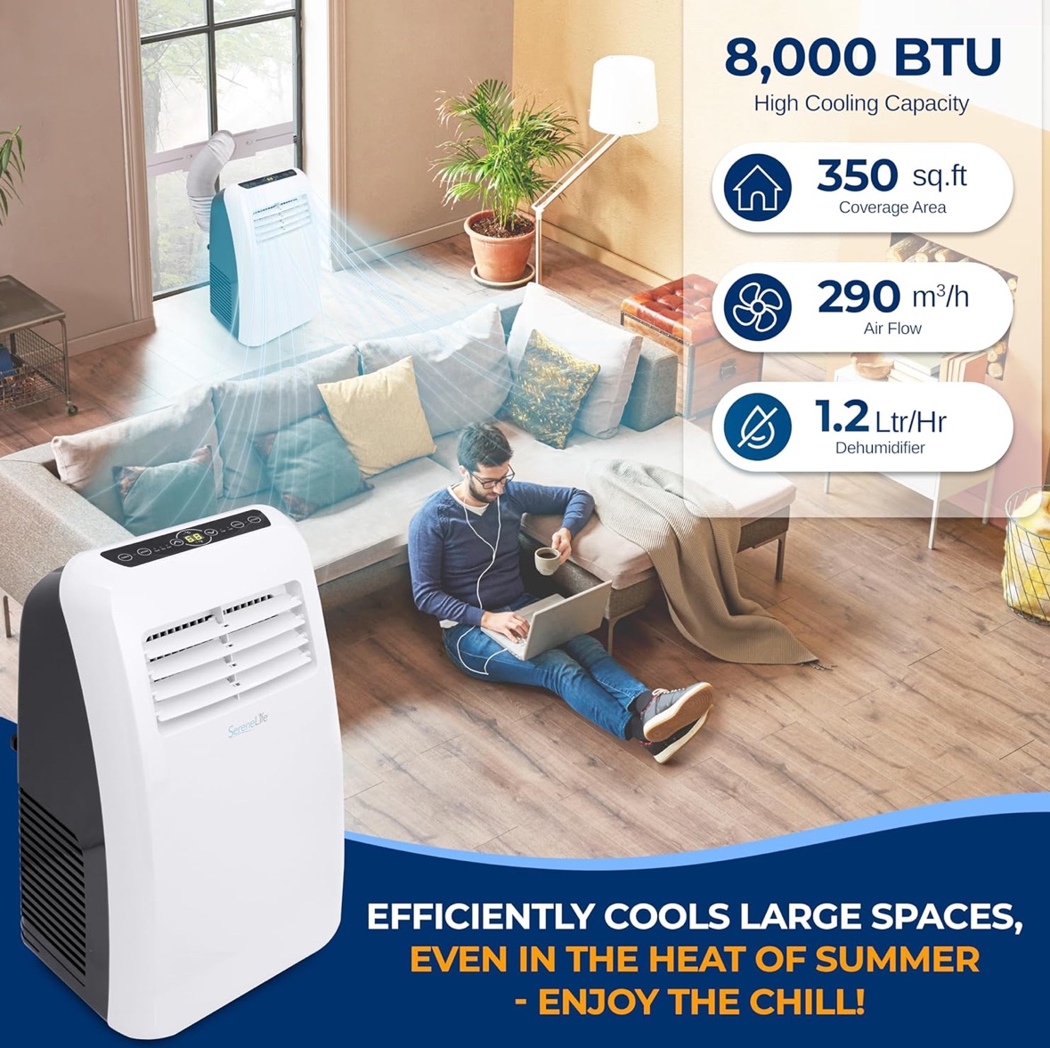 SereneLife Portable Electric Air Conditioner Unit-900W 8000 BTU - photo 2