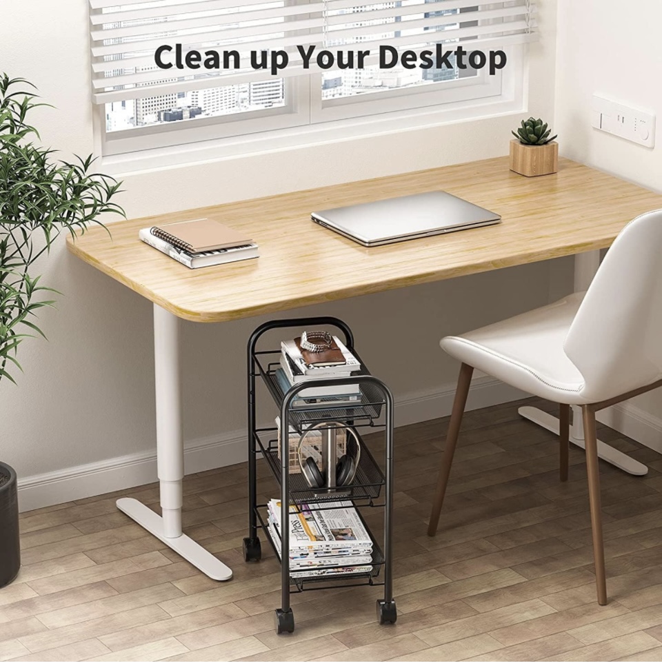 3-Tier Mesh Wire Rolling Utility Cart image indicator(4)